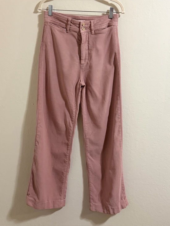 Faherty Pants - Faherty Stretch Terry Harbor Pants Mauve Pink Wide Leg High Rise Size 27 cotton